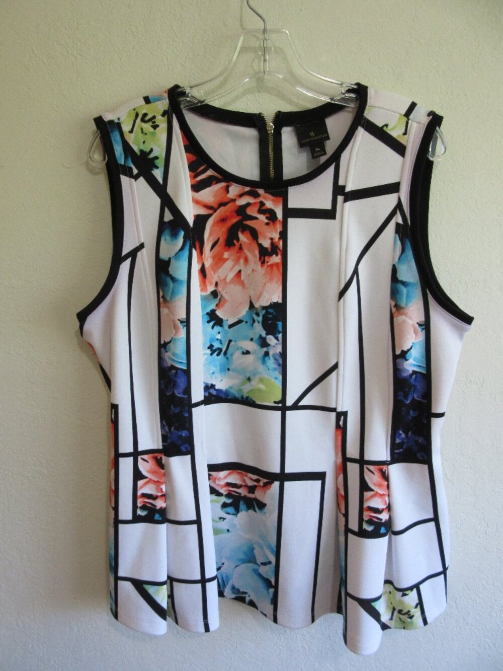 WORTHINGTON White Floral Pattern XL Sleeveless Tunic or Tennis Dress